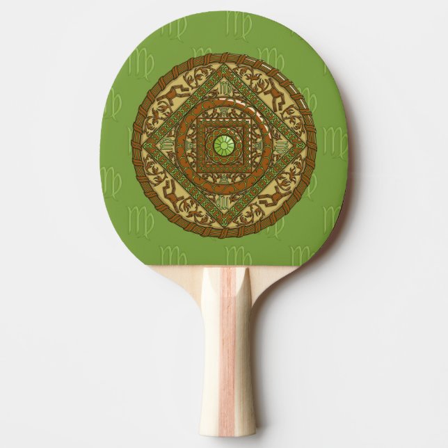 Virgo Mandala Ping Pong Paddle (Front)