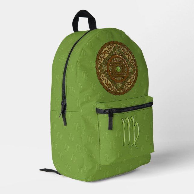 Virgo Mandala Printed Backpack (Back Corner Left)