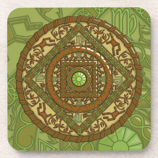 Virgo Mandala Square Coaster (Front)