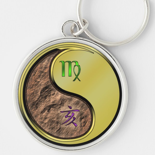Virgo & Metal Boar Key Ring (Front)