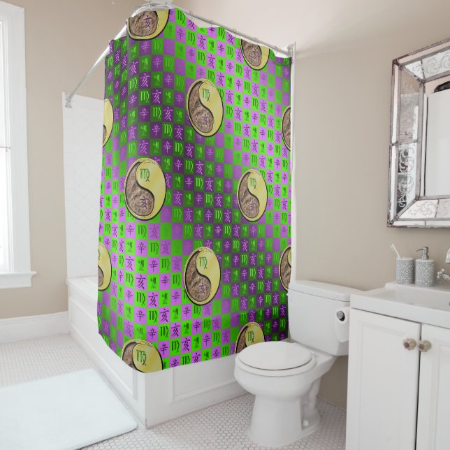 Virgo & Metal Boar Shower Curtain (In Situ)