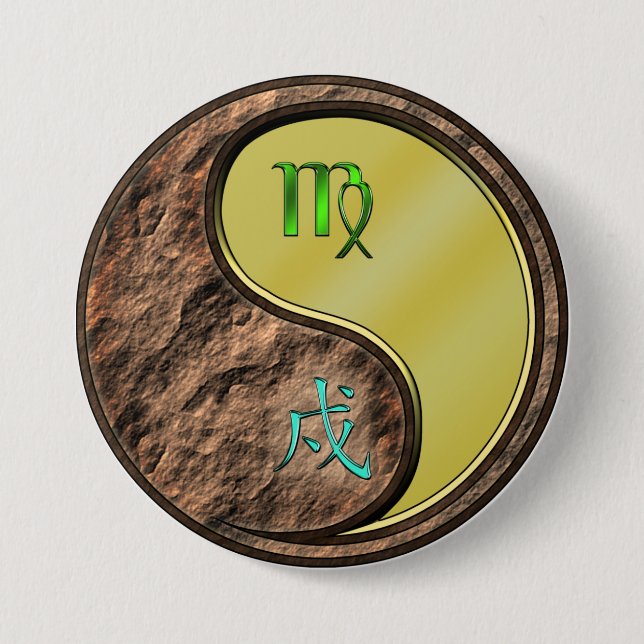 Virgo & Metal Dog 7.5 Cm Round Badge (Front)