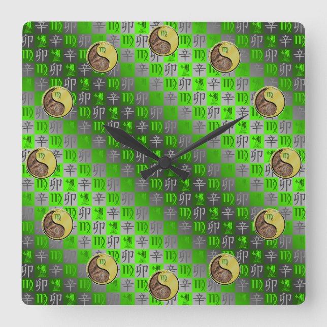 Virgo & Metal Rabbit Square Wall Clock (Front)