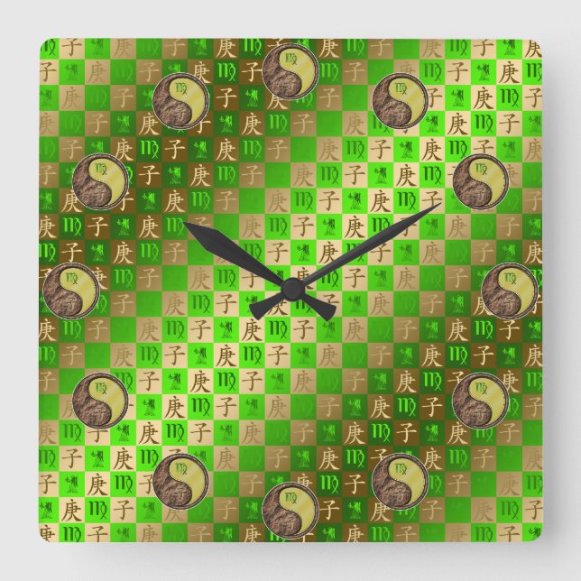 Virgo & Metal Rat Square Wall Clock (Front)