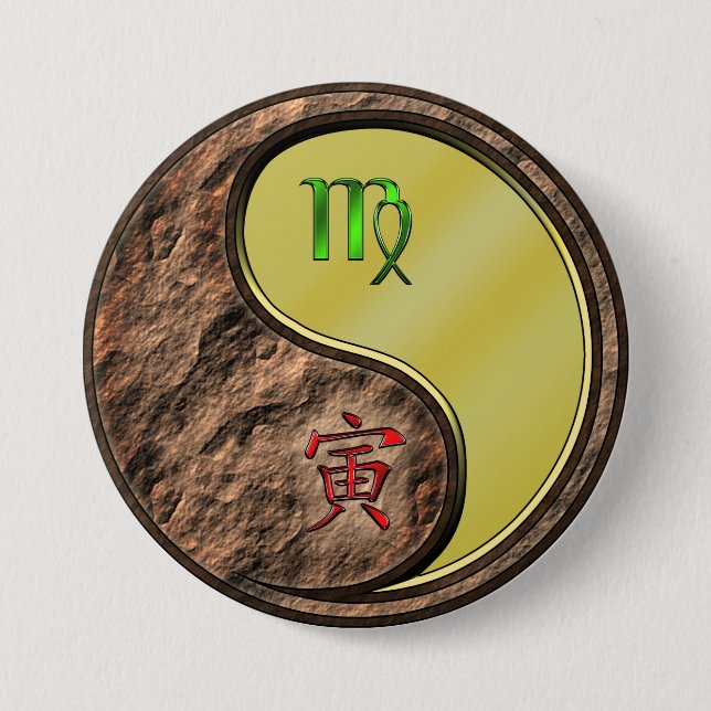 Virgo & Metal Tiger 7.5 Cm Round Badge (Front)