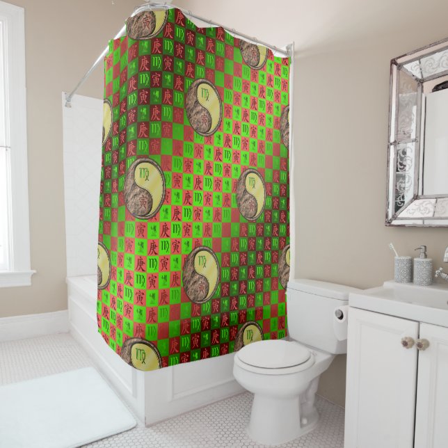 Virgo & Metal Tiger Shower Curtain (In Situ)