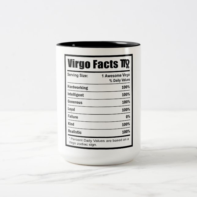 Virgo Nutrition Facts  Two-Tone Coffee Mug (Center)