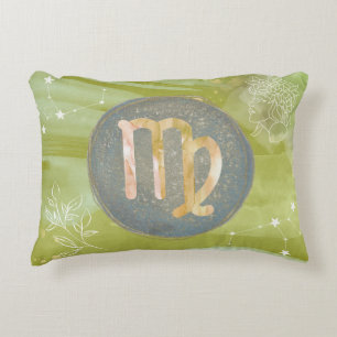 Virgo Olive Green Astrology Zodiac Sign Traits Decorative Cushion