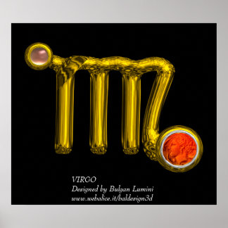 VIRGO /ORANGE AGATE ,GOLD ZODIAC SIGN JEWEL,Black