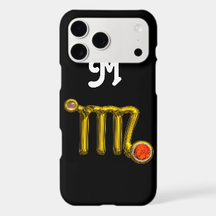 VIRGO ORANGE AGATE GOLD ZODIAC SIGN JEWEL MONOGRAM