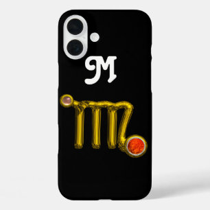VIRGO ORANGE AGATE GOLD ZODIAC SIGN JEWEL MONOGRAM iPhone 16 PLUS CASE