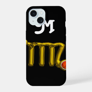 VIRGO ORANGE AGATE GOLD ZODIAC SIGN JEWEL MONOGRAM iPhone 15 CASE