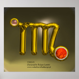 VIRGO/ORANGE,GREY AGATE GOLD ZODIAC SIGN JEWEL