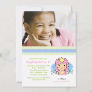 Virgo Photo Birthday Party Invitation