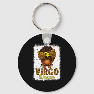 Virgo queen messy bun leopard bow black women key ring