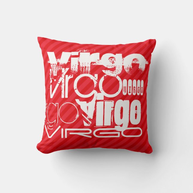 Virgo; Scarlet Red Stripes Cushion (Front)