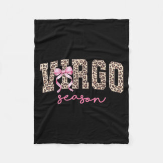 Virgo Season Coquette Bow Leopard Birthday Girl Fleece Blanket