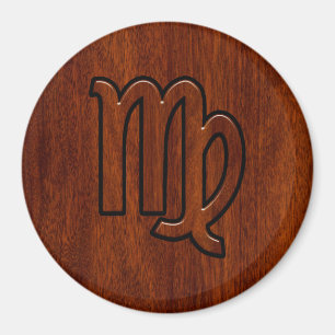 Virgo Sign in Mahogany wood style Magnet
