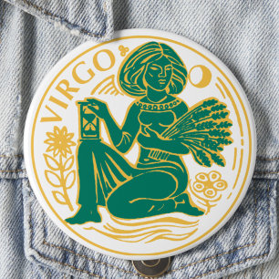 Virgo Sign of the Zodiac on a 10 Cm Round Badge