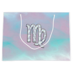 Virgo Sign on Pastels Mother of Pearl Style Print Large Gift Bag