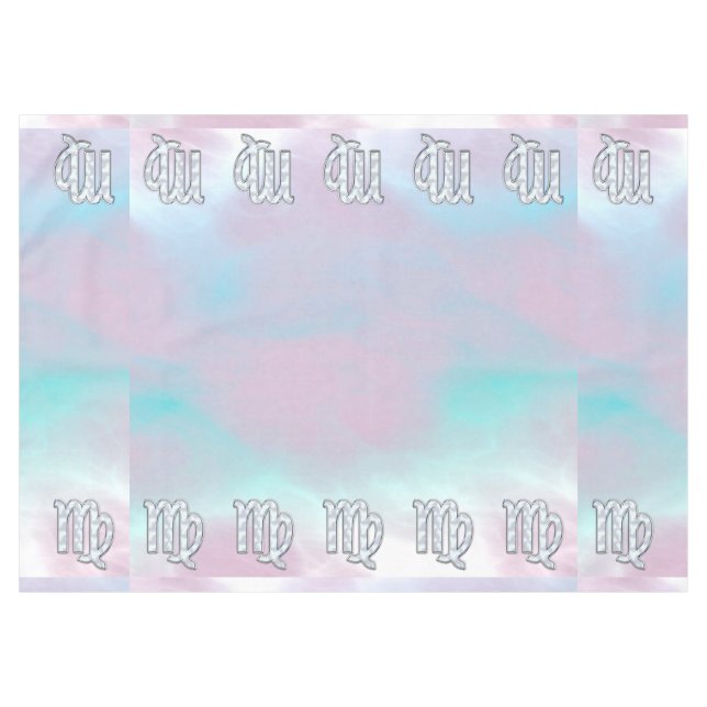 Virgo Sign on Pastels Mother of Pearl Style Print Tablecloth (Front (Horizontal))