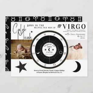 Virgo Sun & Moon Sign Horoscope Birth Announcement