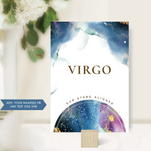 Virgo Table Number Sign Celestial Watercolor Card