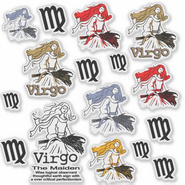 Virgo the Maiden zodiac art drawings and graphic (Front)