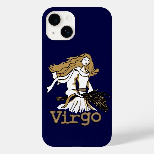 Virgo The Maiden zodiac blue golden Case-Mate iPhone Case (Back)