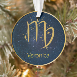 Virgo the Maiden zodiac symbol gold personalised Ornament