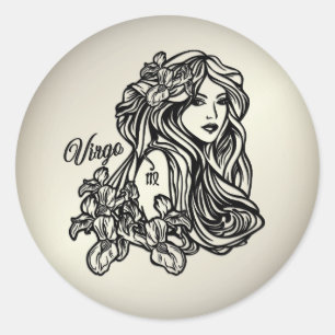 Virgo The Virgin Zodiac Antique Gold Classic Round Sticker