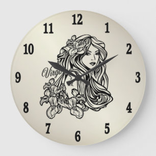 Virgo The Virgin Zodiac Gold Clock