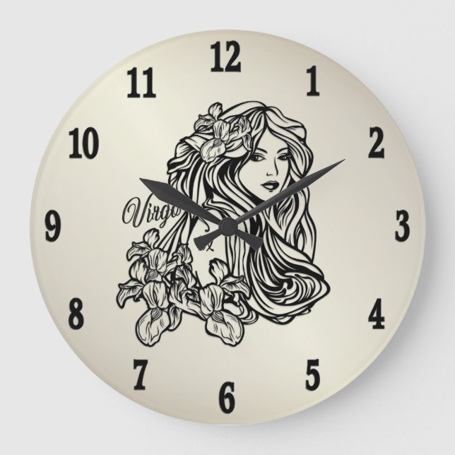 Virgo The Virgin Zodiac Gold Clock (Front)