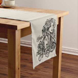 Virgo The Virgin Zodiac Golden Long Table Runner