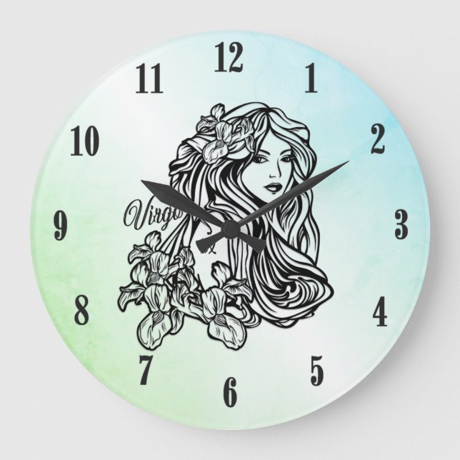 Virgo The Virgin Zodiac Mint Large Clock (Front)