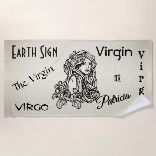 Virgo The Virgin Zodiac Personal Gold Beach Towel