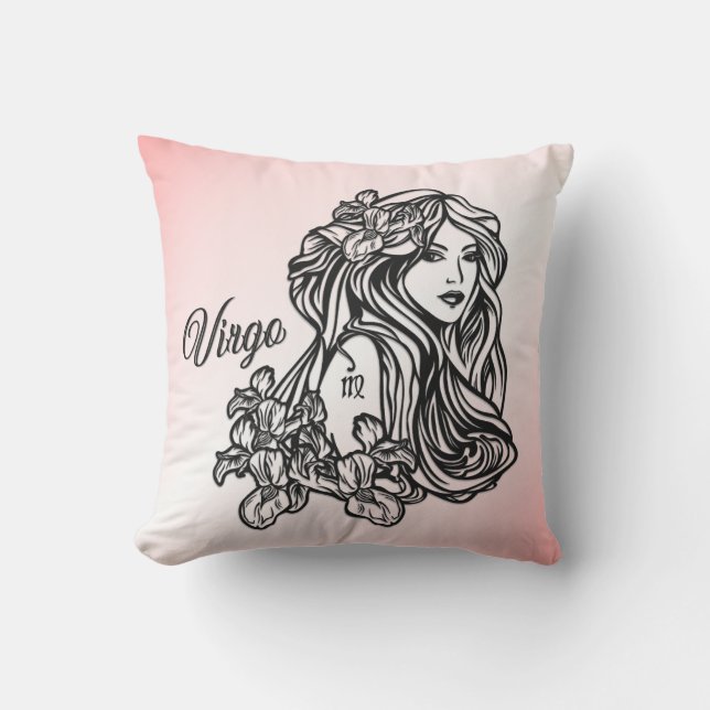 Virgo The Virgin Zodiac Pink Cushion (Front)