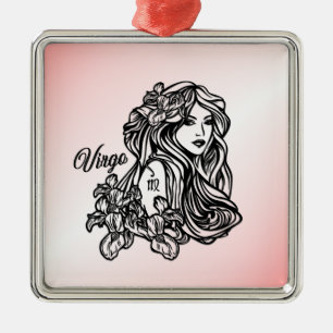 Virgo The Virgin Zodiac Pink Metal Tree Decoration