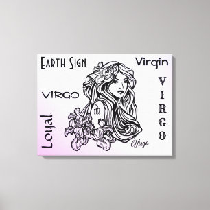 Virgo The Virgin Zodiac Purple Canvas Print