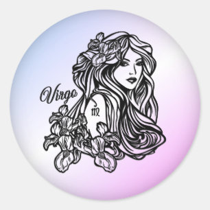 Virgo The Virgin Zodiac Purple Classic Round Sticker