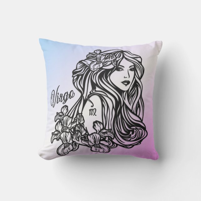 Virgo The Virgin Zodiac Purple Cushion (Front)