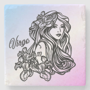 Virgo The Virgin Zodiac Purple Stone Coaster