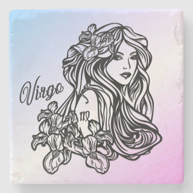 Virgo The Virgin Zodiac Purple Stone Coaster (Front)