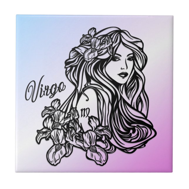 Virgo The Virgin Zodiac Purple Tile (Front)