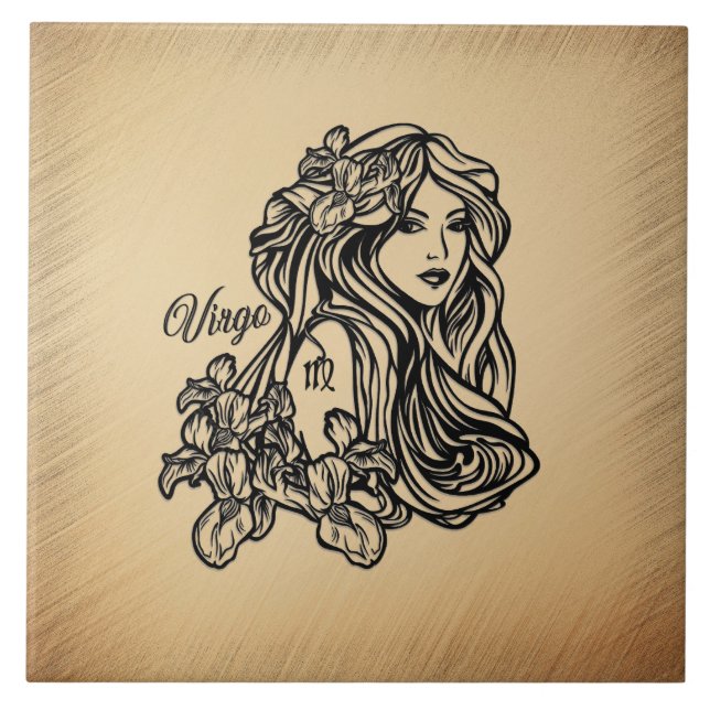Virgo The Virgin Zodiac Rustic Paper Plates Tile (Front)