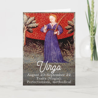 Virgo the Virgin Zodiac Sign Birthday Party Card