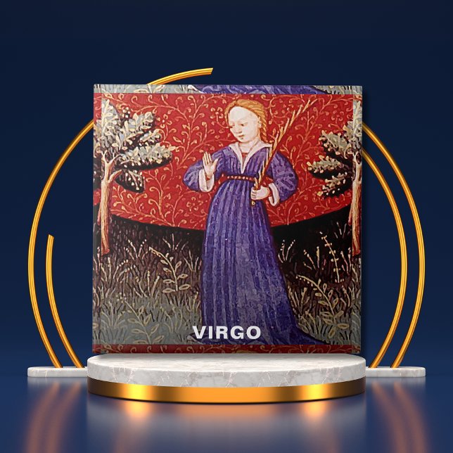Virgo the Virgin Zodiac Sign Birthday Party Tile (Virgo the Virgin Zodiac Sign Birthday Party Ceramic Tile)
