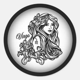 Virgo The Virgin Zodiac White Classic Round Sticker