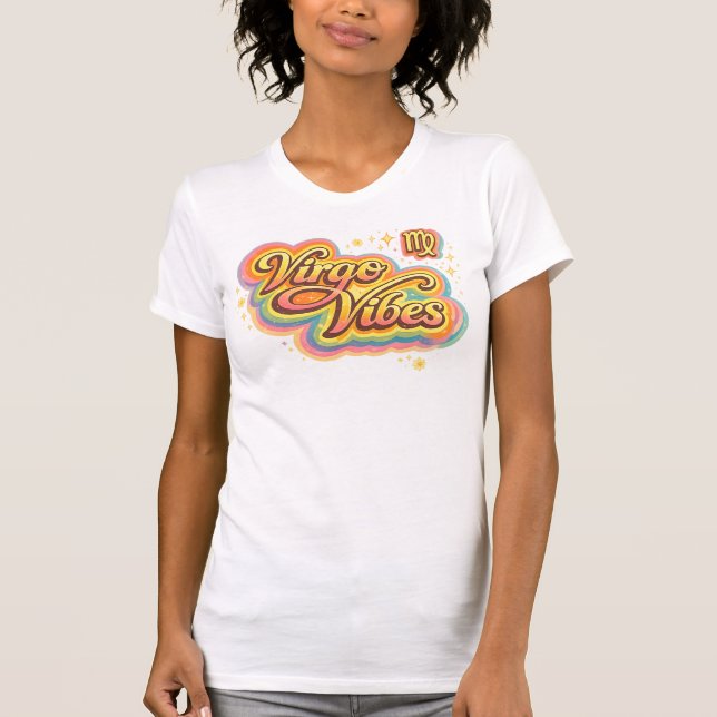 Virgo Vibes Retro Zodiac T-Shirt | Astrology Birth (Front)