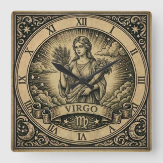 Virgo Vintage Zodiac Wall Clock